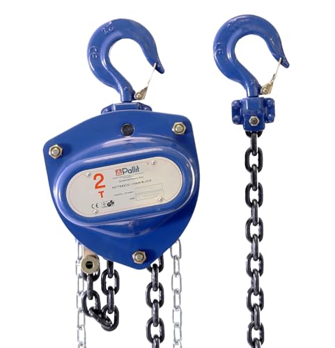 Pallit Flaschenzug CHAINPRO-M 2000 kg Tragkraft 5 m Hubhöhe extralange & robuste Bedienkette 360° drehbarer Haken Seilzug Kettenzug Kettenflaschenzug von Pallit