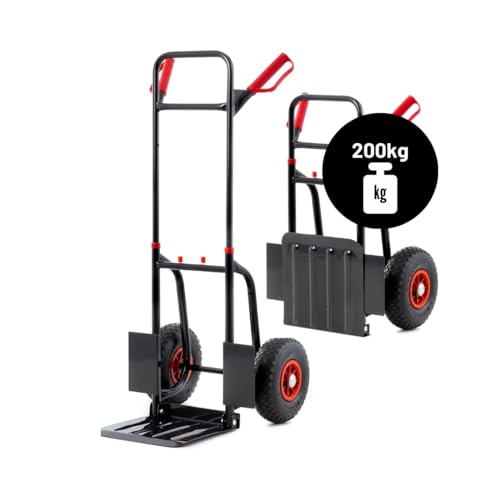 Pallit Sackkarre DIABLO-F klappbar | 200 kg | ergonomische Griffe | Stahlrahmen | Transportkarre Staplerkarre Transportwagen von Pallit