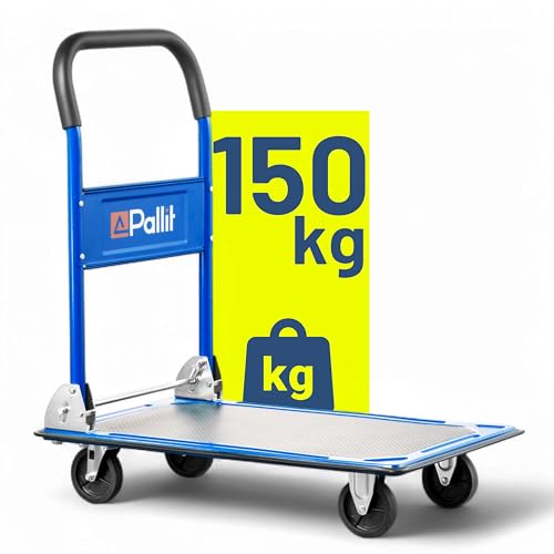Pallit Transportwagen klappbar in Blau 150 kg Tragkraft Rollwagen Carry Plattformwagen mit Antirutschbeschichtung Transporthilfe Handwagen von Pallit