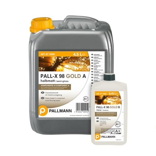 PALL-X 98 GOLD A+B halbmatt Parkettlack 4,95 L Parkettlack inkl. Härter Holzpflaster RE geschliffene Parkett- und Holzfußböden NEU von Pallmann