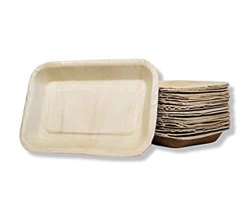 Palmblatt Geschirr Schale, Snack Schale hochwertige Einweg Schale Teller biologisch abbaubar Einweggeschirr Einmalgeschirr Wegwerfgeschirr für Party Picknick Grill (15x23cm Rechteck (25 STK)) von Palm Dishes