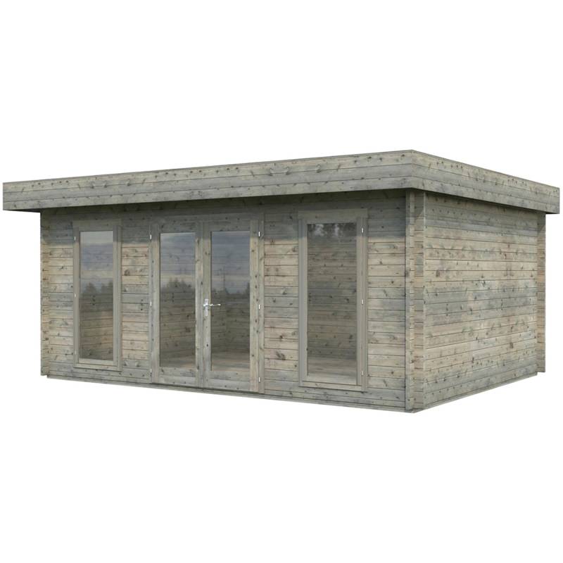 Palmako Bret Holz-Gartenhaus Grau Flachdach Tauchgrundiert 574 cm x 390 cm von Palmako