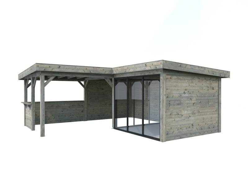 Palmako Carport/Pavillon Connect Lenna 24,9 m² Set 409 Slide grau tauchgrundiert von Palmako