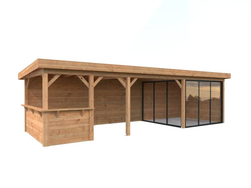 Palmako Carport/Pavillon Connect Lenna 24,9 m² Set 415 Slide hellbraun tauchgrundiert von Palmako