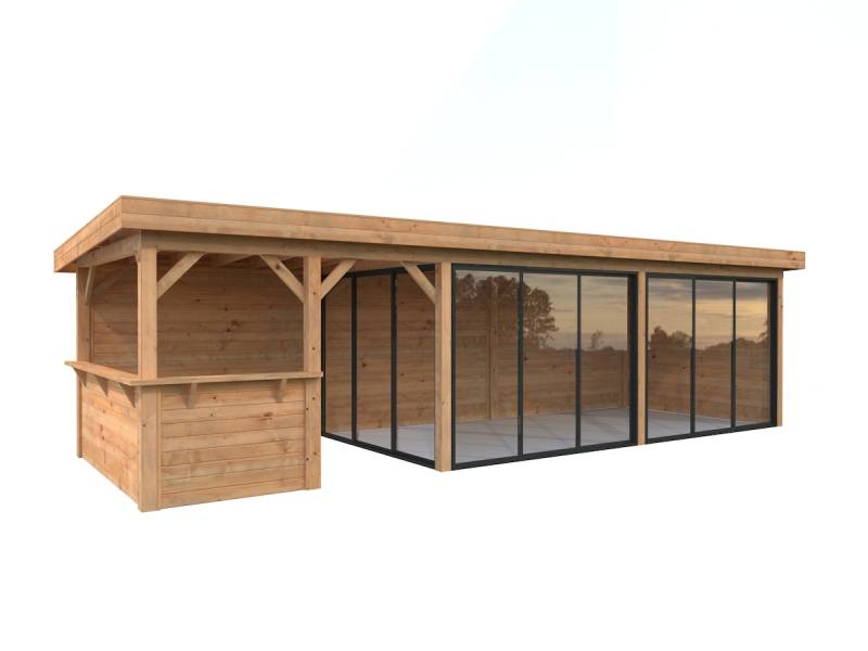 Palmako Carport/Pavillon Connect Lenna 24,9 m² Set 419 Slide hellbraun tauchgrundiert von Palmako