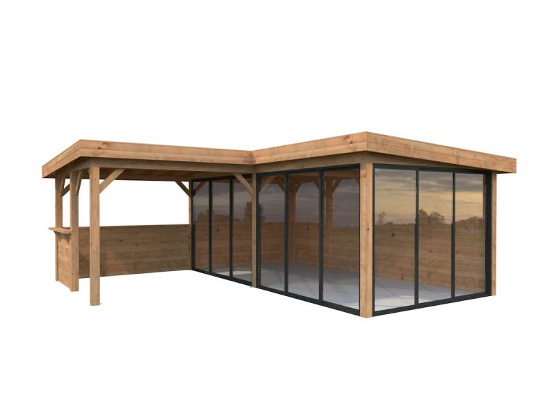 Palmako Carport/Pavillon Connect Lenna 24,9 m² Set 423 Slide hellbraun tauchgrundiert von Palmako