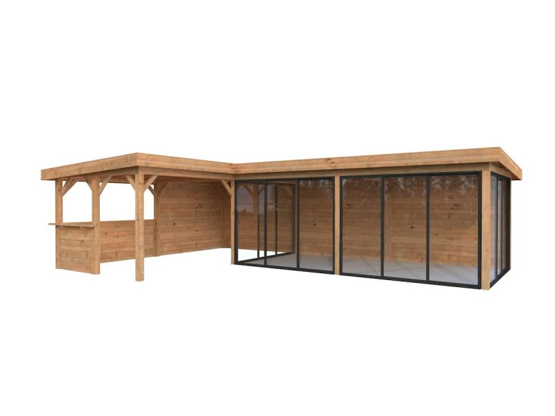 Palmako Carport/Pavillon Connect Lenna 33,2 m² Set 421 Slide hellbraun tauchgrundiert von Palmako