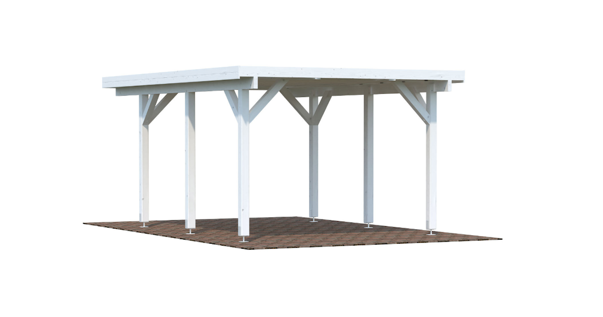 Palmako Carport Karl 11,7 m² weiße Grundierung Holzcarport von Palmako