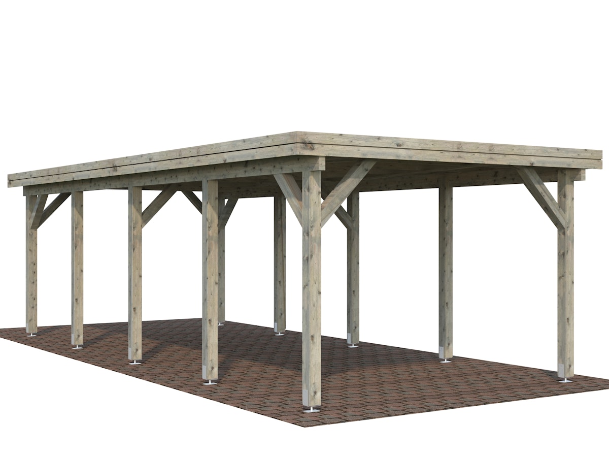 Palmako Carport Karl 23,1 m² Grau tauchimprägniert Holzcarport von Palmako