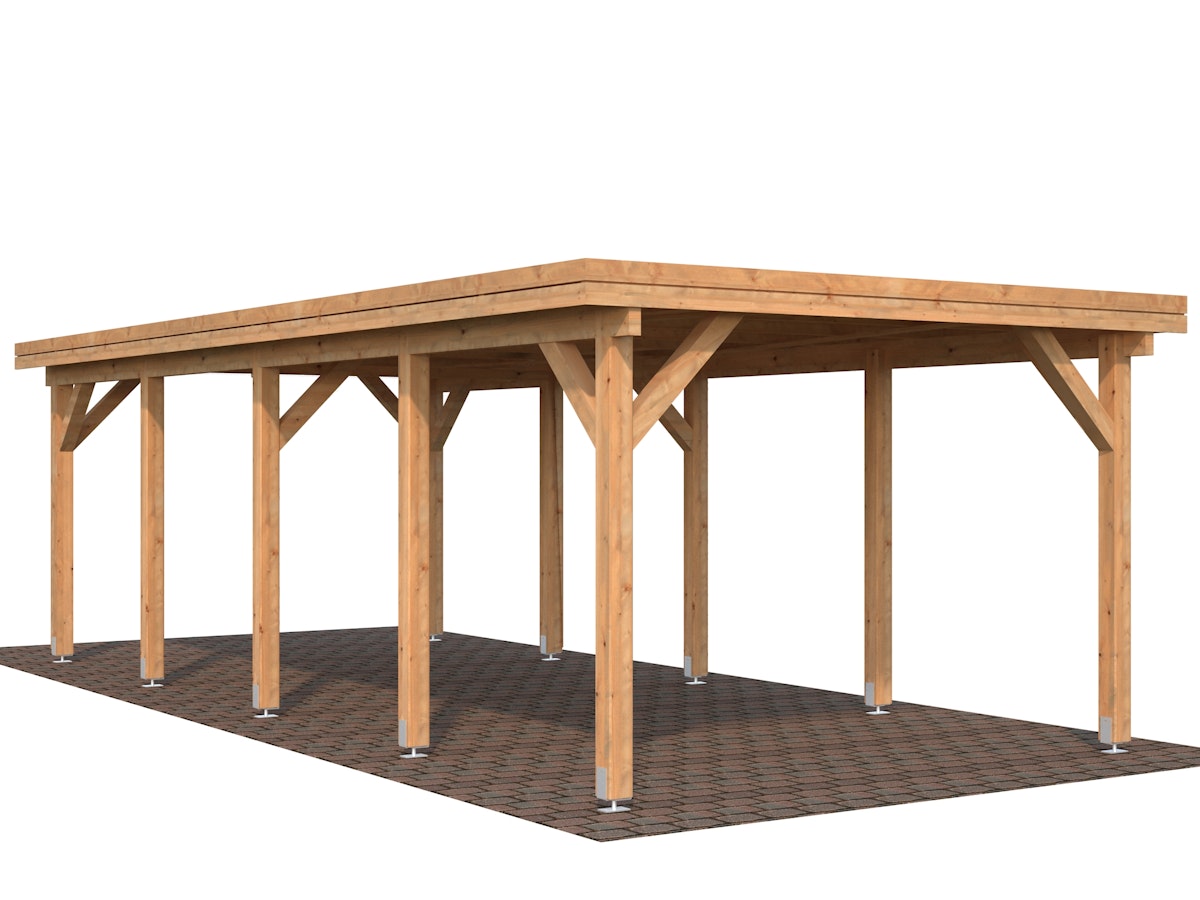 Palmako Carport Karl 23,1 m² Hellbraun tauchimprägniert Holzcarport von Palmako