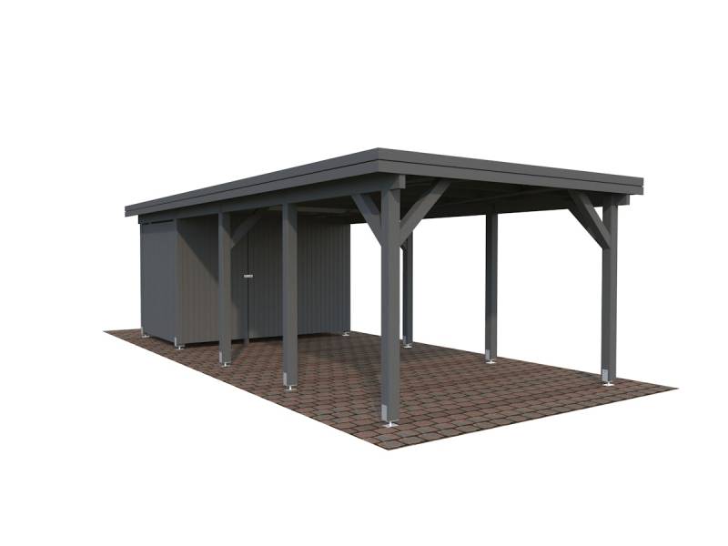 Palmako Carport Karl 23,1 m² mit Geräteraum - dunkelgrau lackiert von Palmako