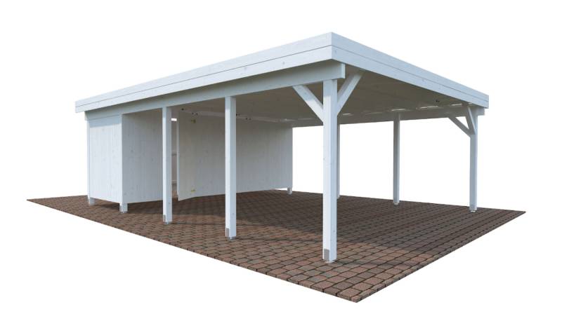 Palmako Carport Karl 40,6 m² weiße Grundierung Holzcarport von Palmako