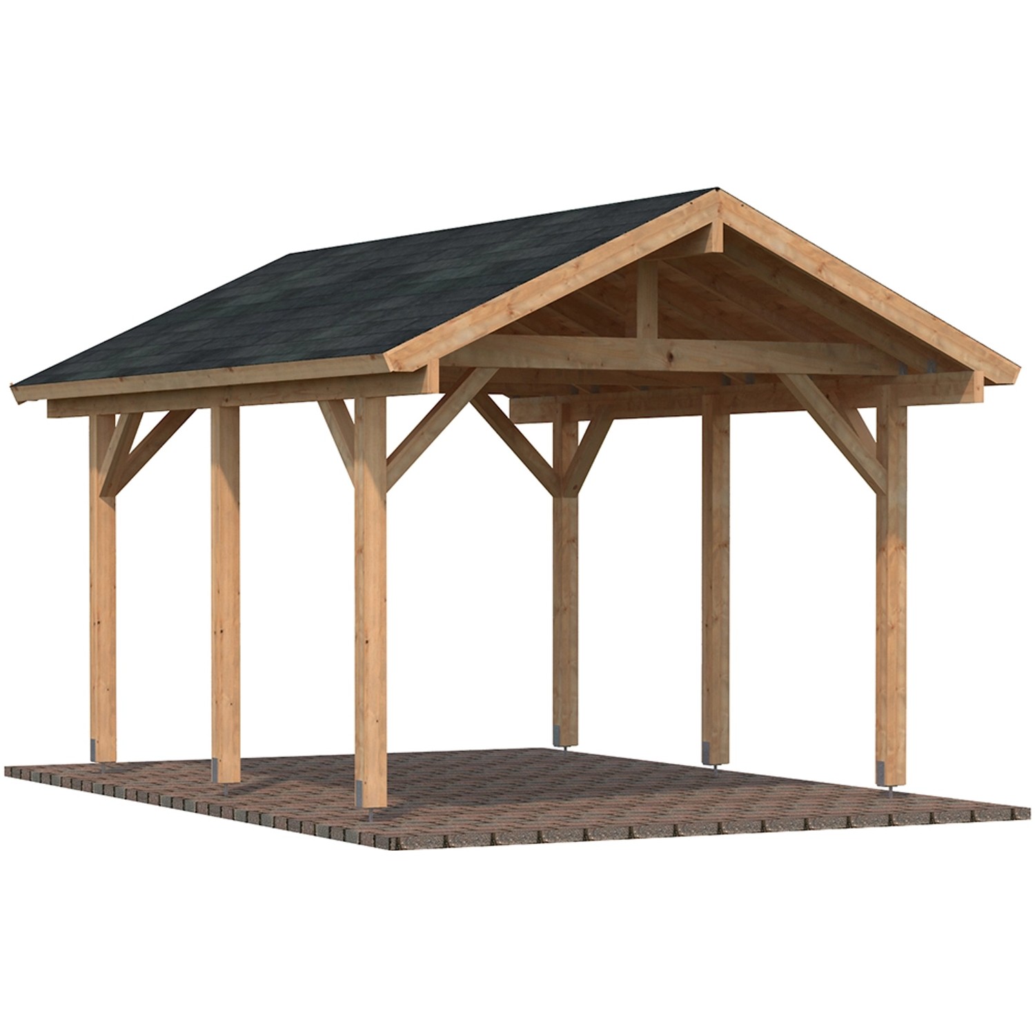 Palmako Einzelcarport Robert Holz Tauchgrundiert Braun 315 cm x 372 cm von Palmako