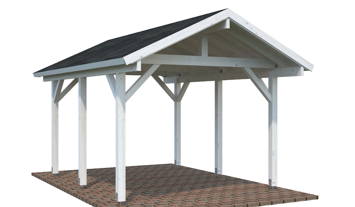 Palmako Carport Robert 11,7 m² weiße Grundierung Holzcarport von Palmako