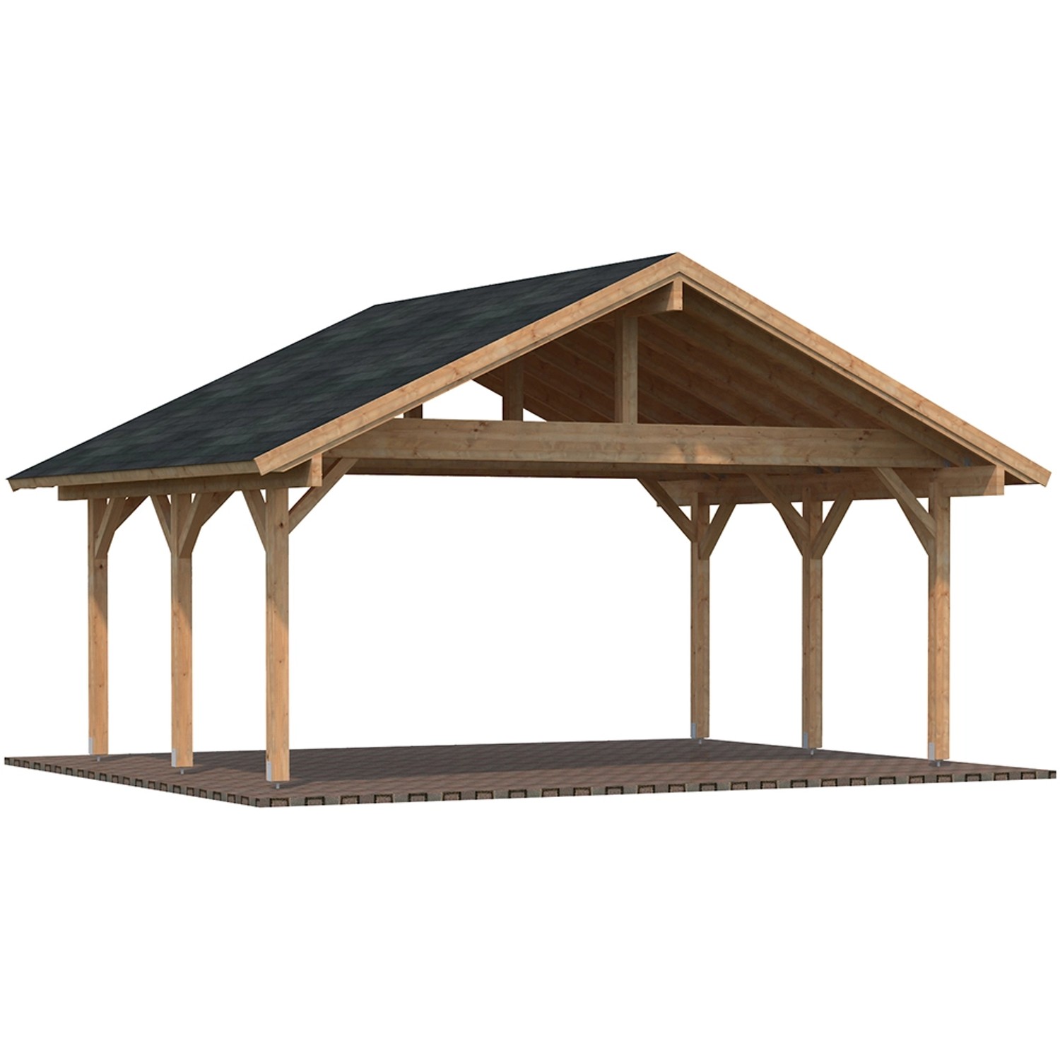 Palmako Doppelcarport Robert Holz Tauchgrundiert Braun 555 cm x 372 cm von Palmako