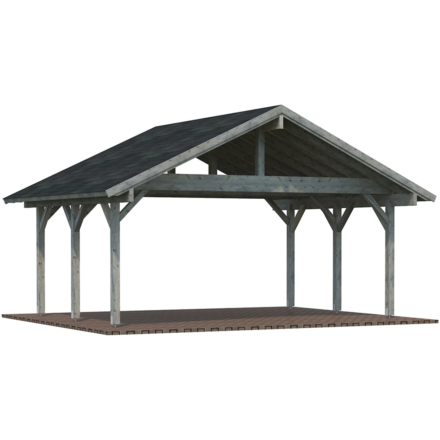 Palmako Doppelcarport Robert Holz Tauchgrundiert Grau 555 cm x 372 cm von Palmako