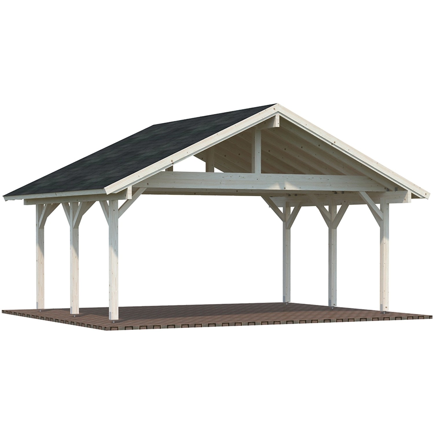 Palmako Doppelcarport Robert Holz Tauchgrundiert Transparent 555 cm x 372 cm von Palmako