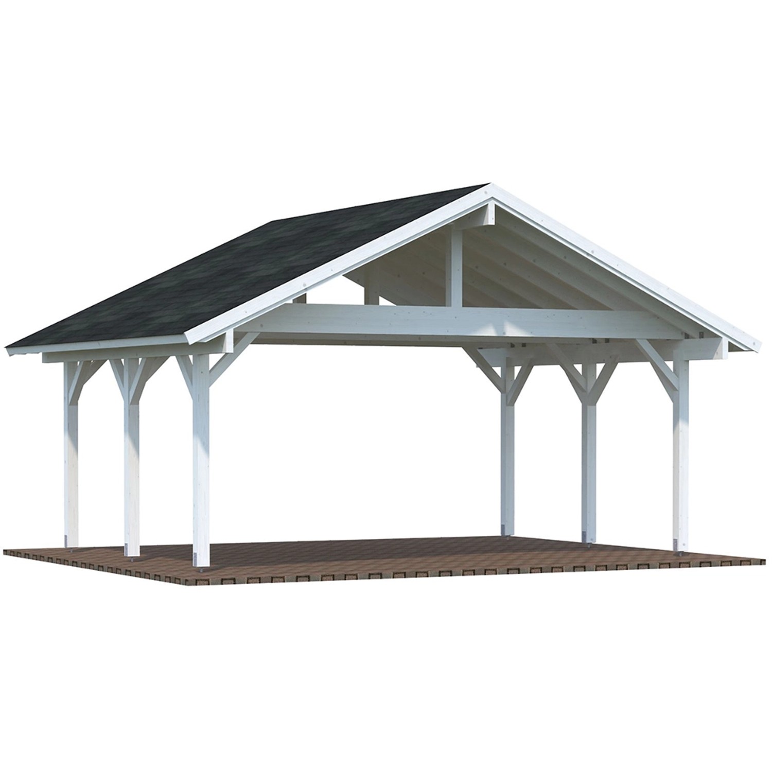 Palmako Carport Robert 20,6 m² Weiß Grundiert 555 cm x 372 cm von Palmako