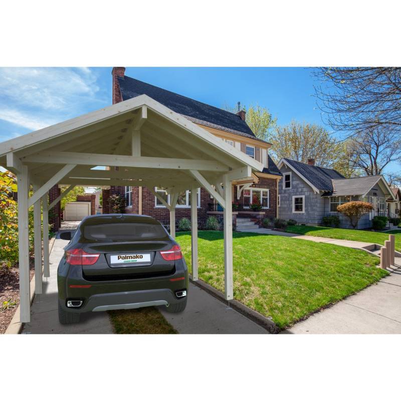 Palmako Carport Robert 315 x 372 cm Lackiert Weiß FSC® von Palmako