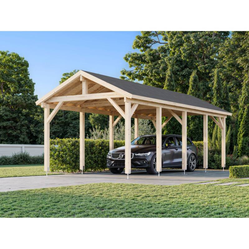 Palmako Carport Robert 315 x 732 cm Lackiert Dunkelgrau FSC® von Palmako