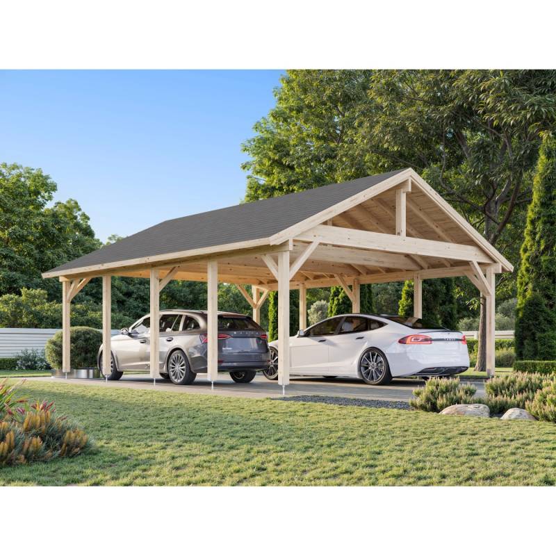 Palmako Carport Robert 555 x 732 cm Lackiert Dunkelgrau FSC® von Palmako