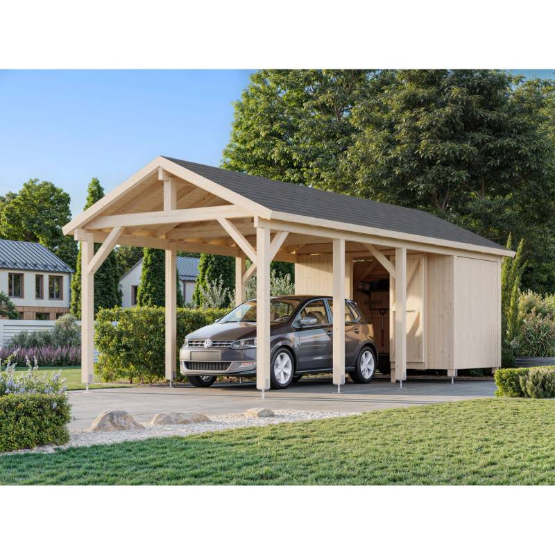 Palmako Carport Robert mit Geräteraum 315 x 732 cm Lackiert Weiß FSC® von Palmako