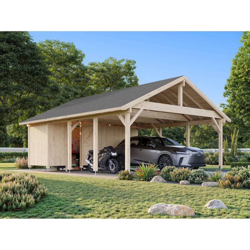 Palmako Carport Robert mit Geräteraum 555 x 363 cm Transparent FSC® von Palmako