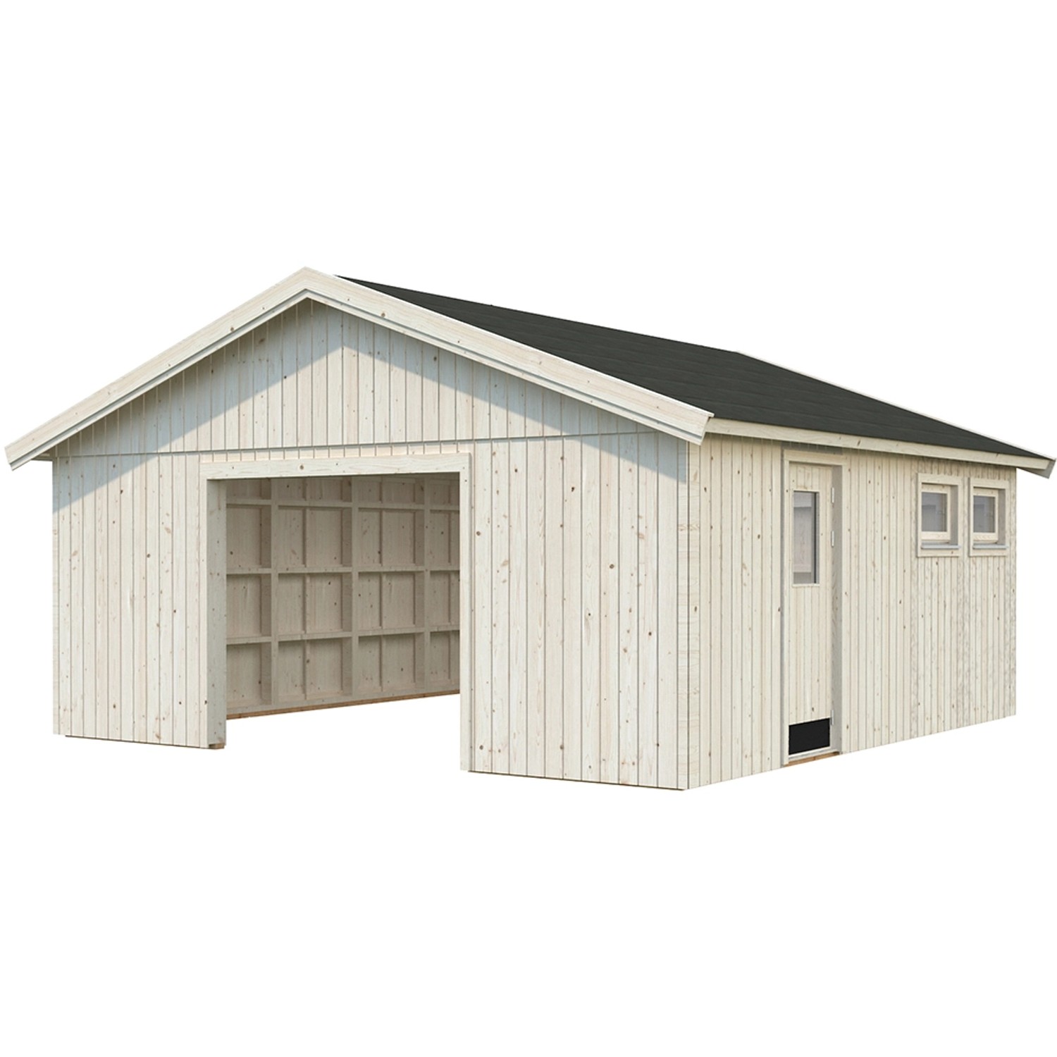 Palmako Garage Andre 28,5 m² Kit Natur Unbehandelt 557 cm x 576 cm Nordic+ von Palmako