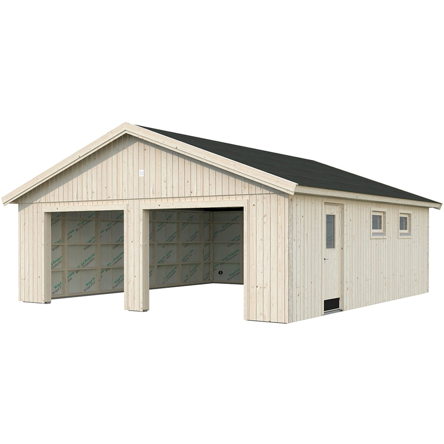 Palmako Garage Andre 44,7 m² Kit Natur Unbehandelt 665 cm x 739 cm Nordic+ von Palmako