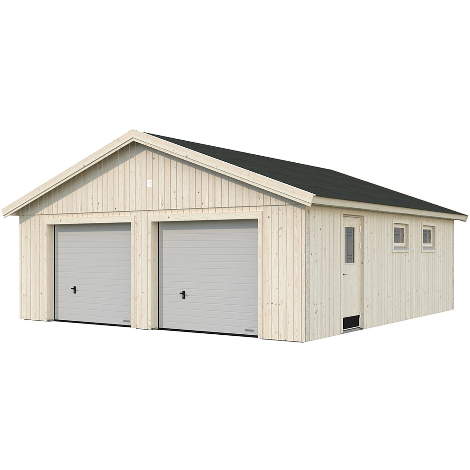 Palmako Garage Andre 44,7 m² mit Sektionaltoren Unbehandelt 665 x 739 cm Nordic+ von Palmako