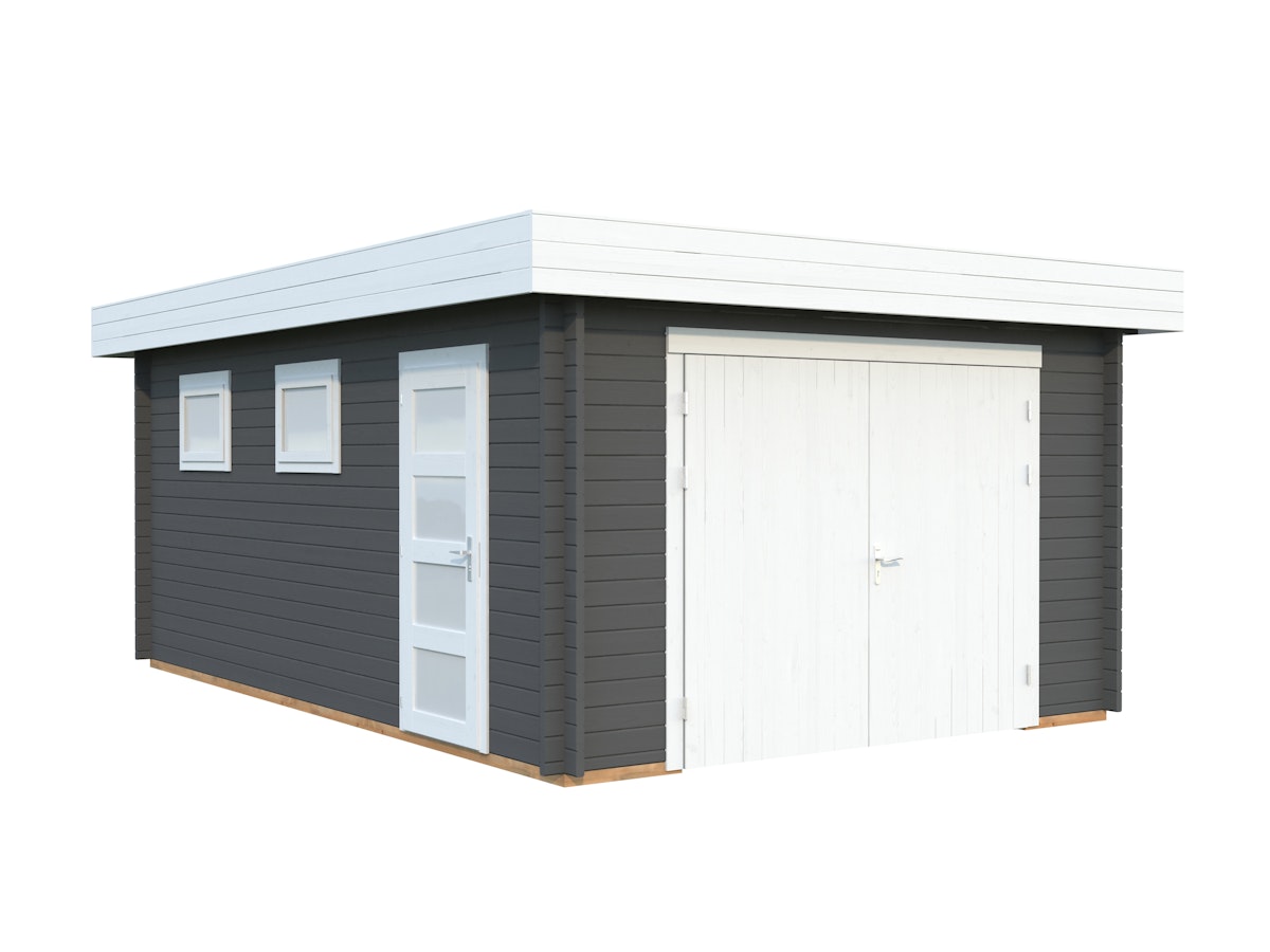 Palmako Garage Rasmus 19,0 m² - 44 mm - mit Holztor dunkelgrau/weiß lackiert Palmako Garage Rasmus 19,0 m² - 44 mm - mit Holztor dunkelgrau/weiß lackiert von Palmako
