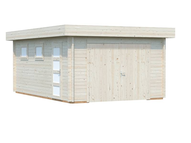 Palmako Garage Rasmus 19,0 m² - 44 mm - mit Holztor naturbelassen von Palmako