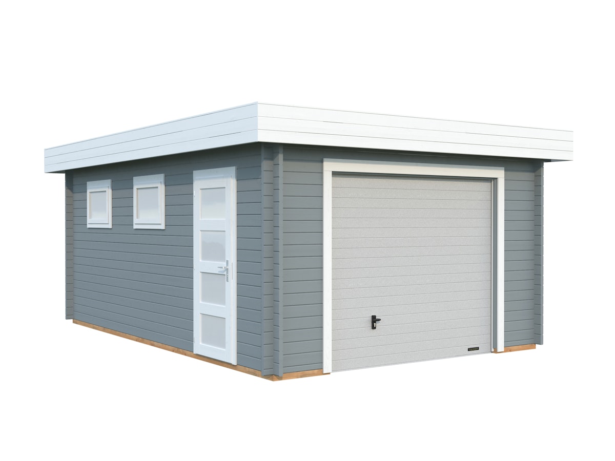 Palmako Garage Rasmus 19,0 m² - 44 mm - mit Sektionaltor hellgrau/weiß lackiert Palmako Garage Rasmus 19,0 m² - 44 mm - mit Sektionaltor hellgrau/weiß lackiert von Palmako