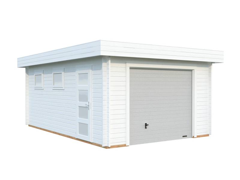 Palmako Garage Rasmus 19,0 m² - 44 mm - mit Sektionaltor weiß lackiert von Palmako