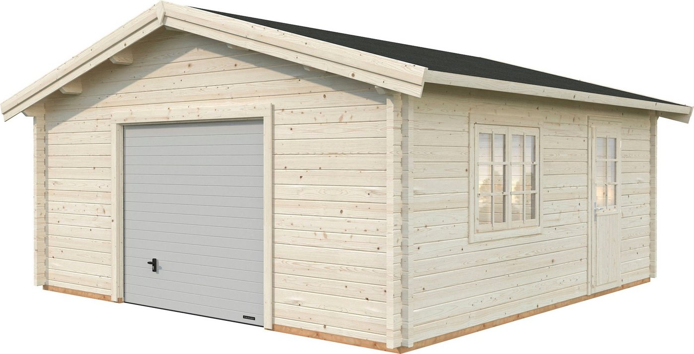 Palmako Garage Roger, BxTxH: 622x596x312 cm, mit Sektionaltor, naturbelassen von Palmako