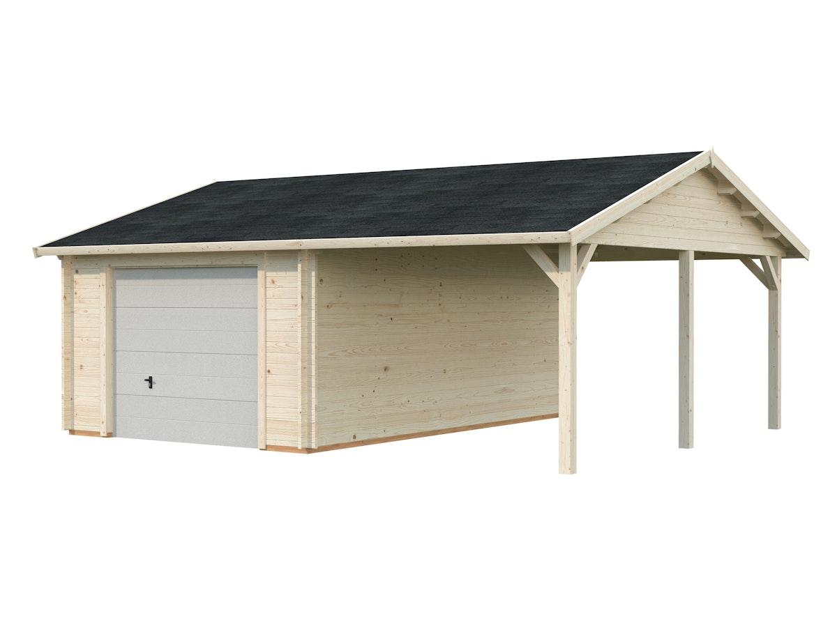 Palmako Garage Roger 19,0 + 16,2 m² - 44 mm - mit Sektionaltor transparent tauchgrundiert Palmako Garage Roger 19,0 + 16,2 m² - 44 mm - mit Sektionaltor transparent tauchgrundiert von Palmako