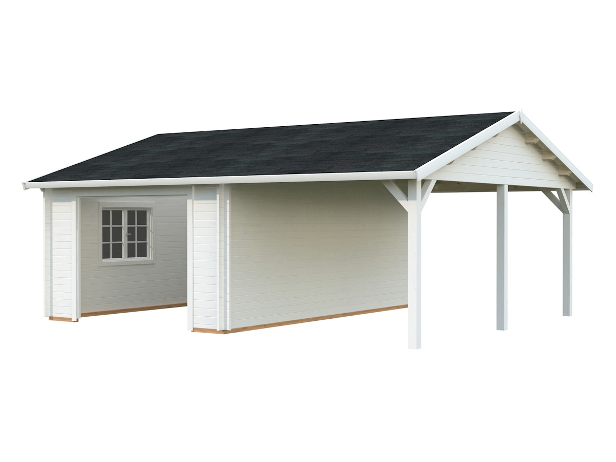 Palmako Garage Roger 19,0 + 16,2 m² - 44 mm - ohne Holztor weiß/weiß lackiert Palmako Garage Roger 19,0 + 16,2 m² - 44 mm - ohne Holztor weiß/weiß lackiert von Palmako
