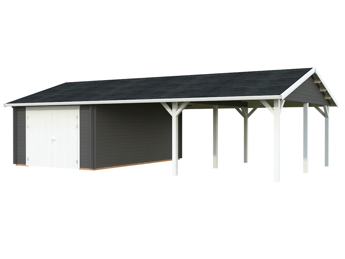 Palmako Garage Roger 19,0 + 33,2 m² - 44 mm - mit Holztor - dunkelgrau-weiß lackiert Palmako Garage Roger 19,0 + 33,2 m² - 44 mm - mit Holztor - dunkelgrau-weiß lackiert von Palmako