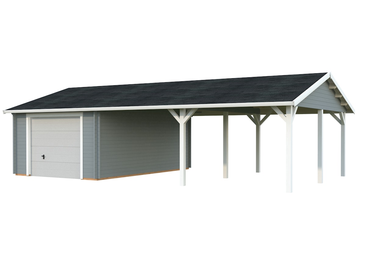 Palmako Garage Roger 19,0 + 33,2 m² - 44 mm - mit Sektionaltor - hellgrau-weiß lackiert Palmako Garage Roger 19,0 + 33,2 m² - 44 mm - mit Sektionaltor - hellgrau-weiß lackiert von Palmako