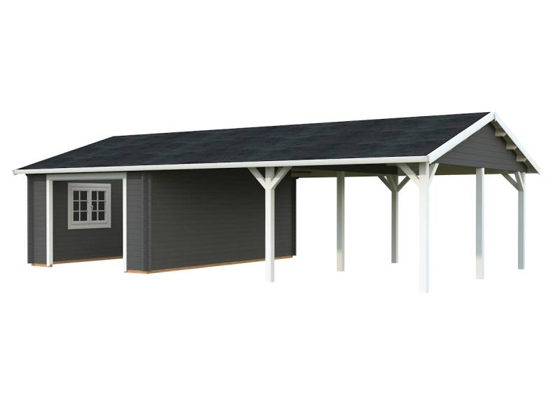 Palmako Garage Roger 19,0 + 33,2 m² - 44 mm - ohne Tor - dunkelgrau-weiß lackiert von Palmako