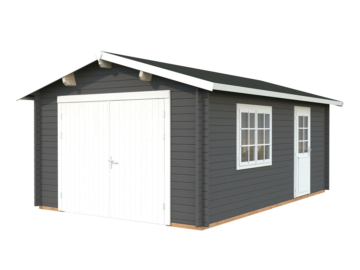 Palmako Garage Roger 19,0 m² - 44 mm - mit Holztor dunkelgrau/weiß lackiert Palmako Garage Roger 19,0 m² - 44 mm - mit Holztor dunkelgrau/weiß lackiert von Palmako