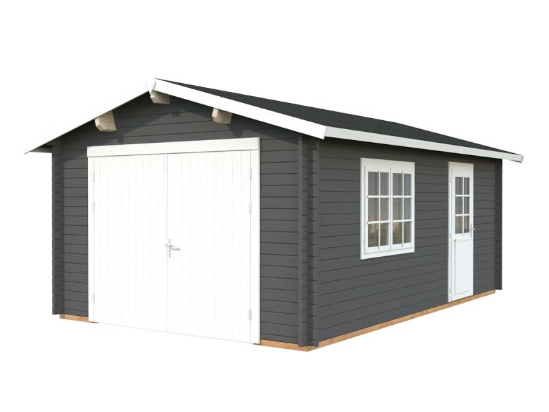 Palmako Garage Roger 19,0 m² - 44 mm - mit Holztor dunkelgrau/weiß lackiert von Palmako
