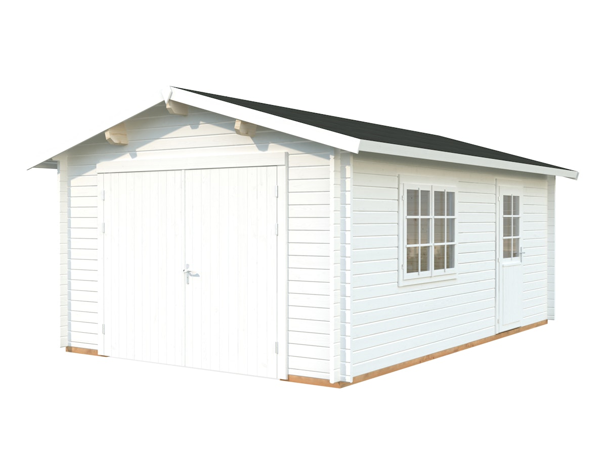 Palmako Garage Roger 19,0 m² - 44 mm - mit Holztor weiß lackiert Palmako Garage Roger 19,0 m² - 44 mm - mit Holztor weiß lackiert von Palmako