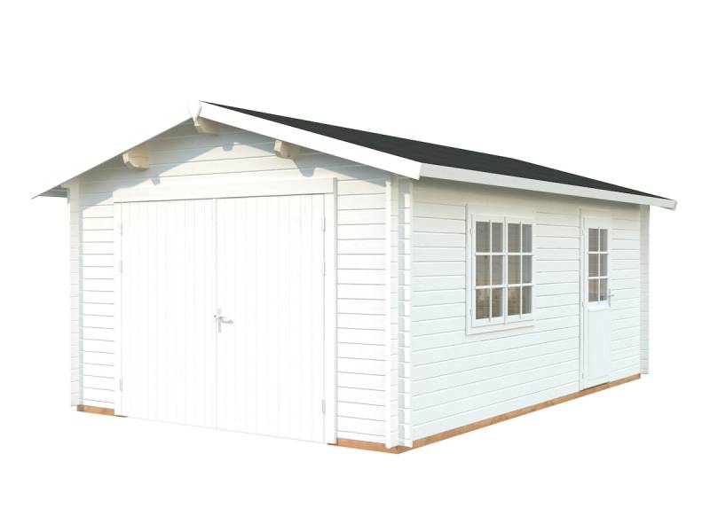 Palmako Garage Roger 19,0 m² - 44 mm - mit Holztor weiß lackiert von Palmako
