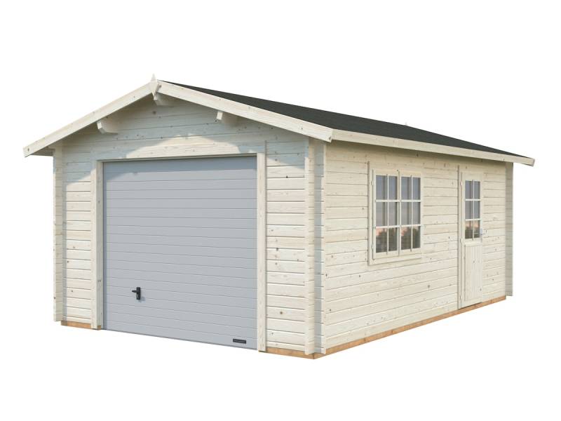 Palmako Garage Roger 19,0 m² - 44 mm - mit Sektionaltor Transparent tauchimprägniert von Palmako