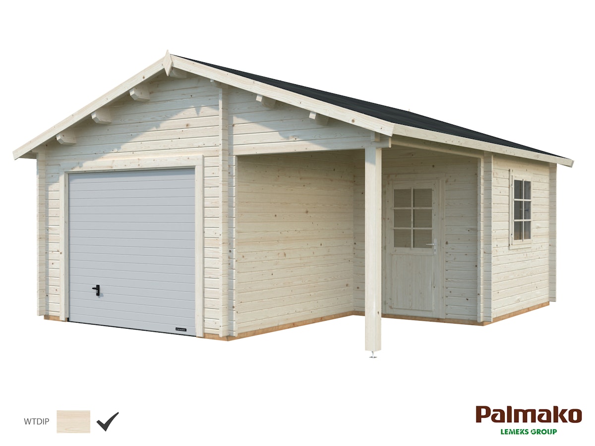 Palmako Garage Roger 21,9+5,2 m² - 44 mm - mit Sektionaltor Transparent tauchimprägniert Palmako Garage Roger 21,9+5,2 m² - 44 mm - mit Sektionaltor Transparent tauchimprägniert von Palmako