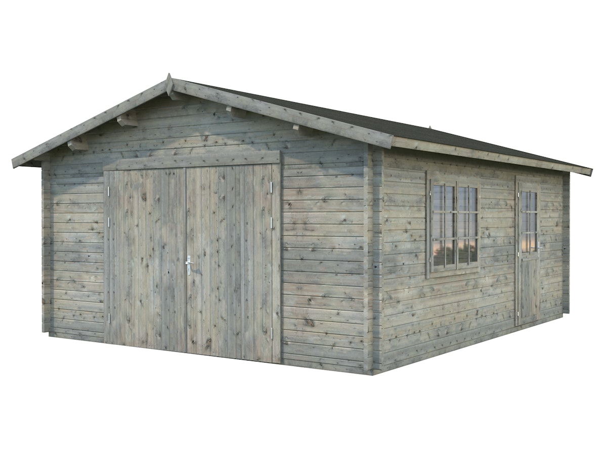 Palmako Garage Roger 23,9 m² - 44 mm - mit Holztor Grau tauchimprägniert Palmako Garage Roger 23,9 m² - 44 mm - mit Holztor Grau tauchimprägniert von Palmako
