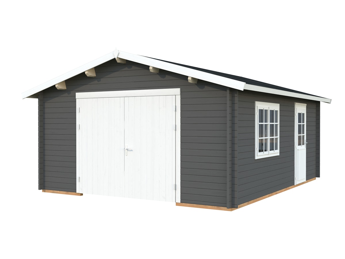 Palmako Garage Roger 23,9 m² - 44 mm - mit Holztor dunkelgrau/weiß lackiert Palmako Garage Roger 23,9 m² - 44 mm - mit Holztor dunkelgrau/weiß lackiert von Palmako