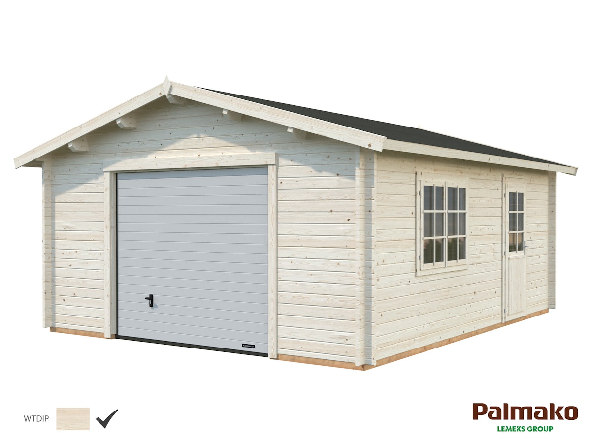 Palmako Garage Roger 23,9 m² - 44 mm - mit Sektionaltor Transparent tauchimprägniert Palmako Garage Roger 23,9 m² - 44 mm - mit Sektionaltor Transparent tauchimprägniert von Palmako