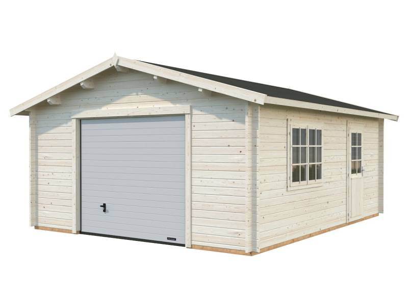 Palmako Garage Roger 23,9 m² - 44 mm - mit Sektionaltor Transparent tauchimprägniert von Palmako